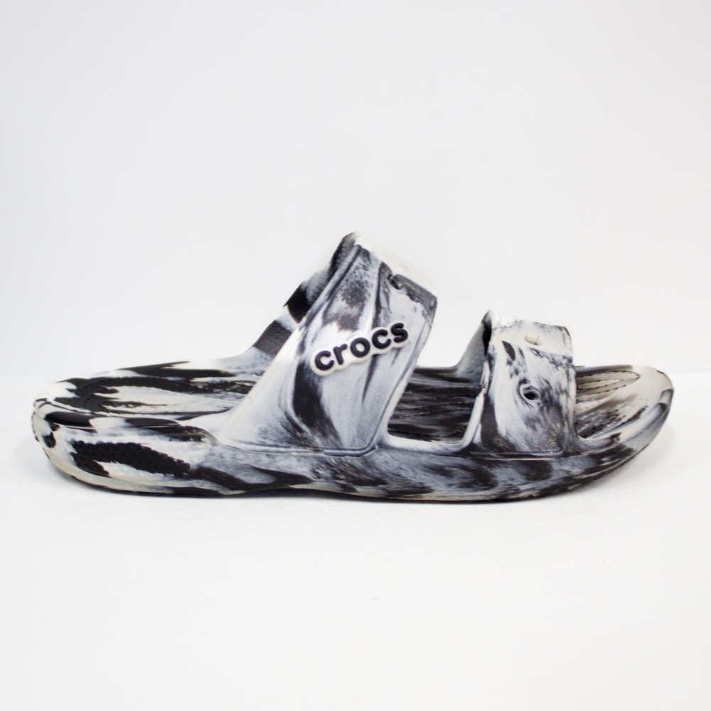 Crocs Classic Sandal Black White Marbled Slides Unisex Size Womens 10/Mens 8